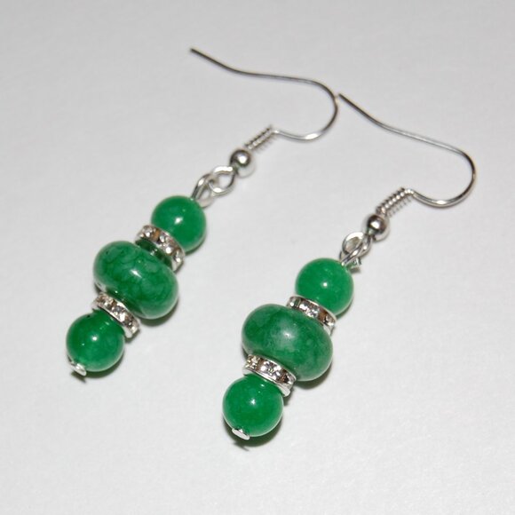 Jade Earrings,Colorful Earrings, Handmade Earrings,Jade Beaded Earrings - Picture 2 of 2